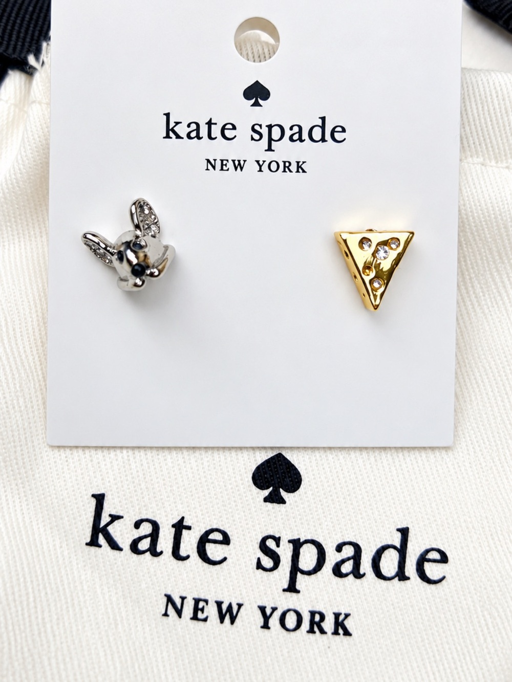 kate spade Kids Silver Mouse & Gold Cheese Studs